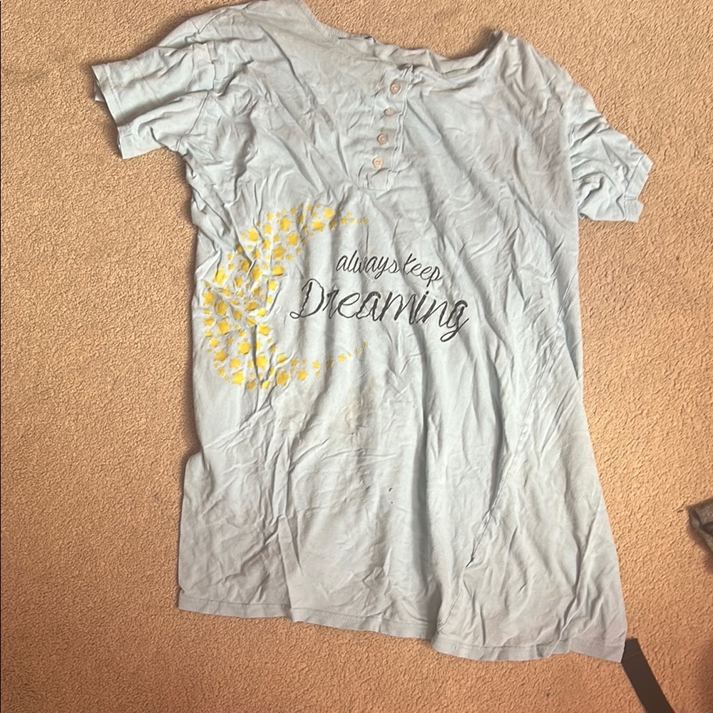 Light Blue Graphic T-Shirt with Yellow Design